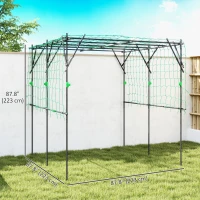 Outsunny Garden Arch Cucumber Trellis for Climbing Plants, 7.3 FT Tall Metal Plant Trellis Support with Climbing Net, Black(m-3)