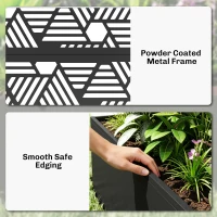Outsunny Metal Planter Box with Trellis, 70" Tall Raised Garden Bed with Privacy Screen, Hexagon and Line Cut-Out(m-6)
