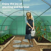 Outsunny 26' x 10' x 6.6' Walk-in Tunnel Hoop Greenhouse, PE Cover, Steel Frame, Roll-Up Zipper Door & 12 Mesh Windows for Flowers, Vegetables, Tropical Plants, Light Green(m-7)