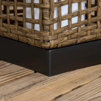 Outsunny Wicker Solar Outdoor Lamp, Decorative Floor Lamp with Auto On/Off LED Lights, IP44 for Patio, Porch, Pathway, Sand(m-10)