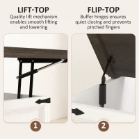 HOMCOM Lift Top Coffee Table with Charging Station, Square Farmhouse Center Table with Hidden Storage, White Wood Grain(m-4)