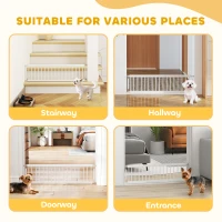 PawHut 26"-37" Dog Gate, Adjustable Pet Gate, Fits 10" Tall with 2 Extension, Pressure Mount Kit for Stairs and Doorways, White(m-9)