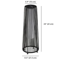 Outsunny Wicker Solar Floor Lamp, Decorative Outdoor Lamp with Auto On/Off LED Light, IP44 for Patio, Porch, Pathway, Black(m-3)