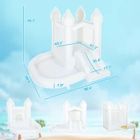 Qaba Inflatable Bounce House, 3-in-1 White Castle Bouncy House with Slide, Ball Pit and 370W Blower for Kids Ages 3-8, White(m-3)