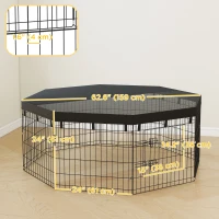 PawHut 8 Panels Foldable Dog Playpen with Top Cover, 24" High(m-3)
