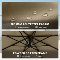 Outsunny 9.6 ft Offset Patio Umbrella with Sandbag, Garden Hanging Banana Cantilever Parasol with 360° Rotation, Khaki(m-7)