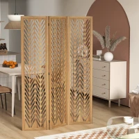 HOMCOM 3 Panel Room Divider, 5.6ft Tall Wood Folding Privacy Screens, Freestanding Partition Wall Dividers, Light Brown(m-8)