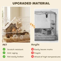 PawHut Hamster Cage with Large Wheel & Hideout, Small Animal Habitat with Accessories, Clear Pet House, 21.5" x 11.8" x 12.6",(m-6)