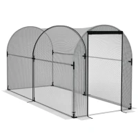 Outsunny 9.8' x 3.9' Crop Cage with Zipper Roll-Up Door, Mesh Plant Protection Tent from Animals with Galvanised Steel Frame(m-11)