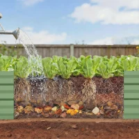 Outsunny 8'x2'x1' Galvanized Raised Bed, Large Elevated Planter Box for Growing Flowers, Herbs and Vegetables, Light Green(m-6)