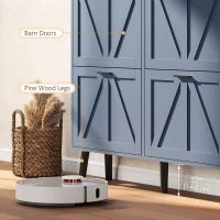 HOMCOM Shoe Storage Cabinet with 4 Flip Drawers, Farmhouse Narrow Shoe Cabinet, Holds Up to 24 Pairs, Blue(m-9)