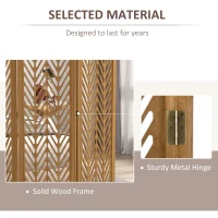 HOMCOM 3 Panel Room Divider, 5.6ft Tall Wood Folding Privacy Screens, Freestanding Partition Wall Dividers, Light Brown(m-5)