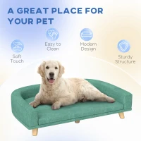 PawHut Dog Sofa for Large Dogs with Washable Cover, Anti-slip Foot Pads, Green(m-7)