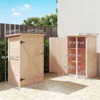 Outsunny 29.9"x21.7"x45.3"Garden Storage Shed with Asphalt Roof, Outdoor Storage Cabinet w/ Shelves, Natural(m-3)