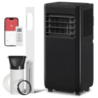 HOMCOM 10000 BTU Portable 4-in-1 Air Conditioner with Cool, Dehumidifier, Fan, Sleep, WiFi Voice Remote Control, Black(m-2)