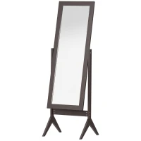 HOMCOM Full Length Mirror, Free Standing Full Body Mirror with Rectangular Frame, Adjustable Angle for Dressing Room, Bedroom, Living Room, Dark Brown(m-2)