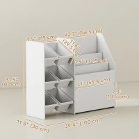 Qaba Kids Bookshelf and Toy Storage, 3-Tier Bookcase with 6 Removable Bins and Box for Toddler Nursery Playroom, White(m-3)