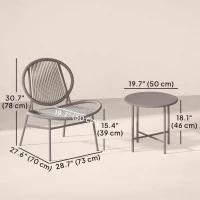 Outsunny Rattan Bistro Set, 3 Pieces Wicker Patio Furniture Set, Acapulco Chairs and Steel Table for Porch, Balcony, Light Grey(m-3)