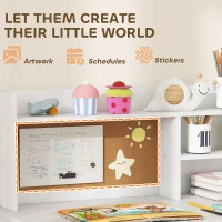 Qaba Kids Desk and Chair Set, Kids Study Table and Chair Set with Storage Hutch, Drawer, Cabinet, Compartments, Cork Board(m-7)