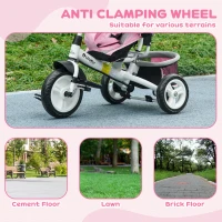 Qaba 6 in 1 Tricycle for Toddler 1-5 Years with Parent-Push Handle, Pink(m-6)