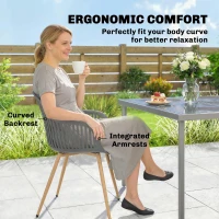 Outsunny Outdoor Dining Chairs Set of 4, Patio Chairs with Slotted Backrest, Grey(m-5)