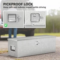 HOMCOM 48 Inch Truck Bed Tool Box, Heavy Duty Aluminum Diamond Plate Trailer Tongue Box with Side Handle and Locks Keys(m-7)
