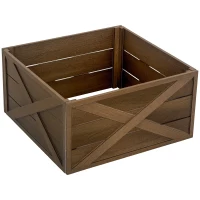 HOMCOM 28" Farmhouse Christmas Tree Base Cover Wooden Christmas Tree Collar Box Home Decoration Dark Distressed Wood Finish(m-11)