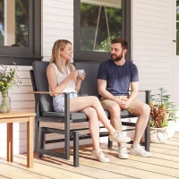 Outsunny Outdoor Glider Bench for 2 Person, Patio Glider Loveseat with Thick Cushions for Garden Balcony Porch, Dark Grey(m-8)