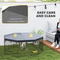 PawHut 8 Panels Foldable Dog Playpen with Top Cover, 24" High(m-4)