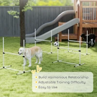 PawHut Set of 4 Dog Agility Training Equipment Adjustable Jump Bar Pet Exercise Kit with Carrying Bag (White)(m-7)