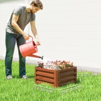 Outsunny 2' x 2' x 1' 2-Pieces Raised Garden Bed w/ Galvanised Steel Frame for Vegetables Flowers Herbs, Dark Brown Wood Effect(m-3)