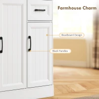 HOMCOM 71" Pantry Cabinet with Charging Station, Kitchen Storage Cabinet with Microwave Stand, Adjustable Shelves, White(m-6)