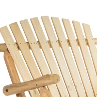 Outsunny Wooden Adirondack Rocking Chair, Outdoor Rustic Double Rocking Chair with Slatted Design for 2 Persons, Suit for Garden, Balcony, Porch, Natural Wood(m-9)