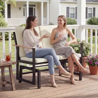 Outsunny Outdoor Glider Bench for 2 Person, Patio Glider Loveseat with Thick Cushions for Garden Balcony Porch, Cream White(m-10)