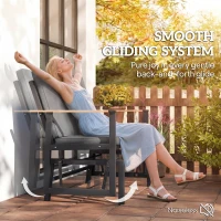 Outsunny Outdoor Glider Bench for 2 Person, Patio Glider Loveseat with Thick Cushions for Garden Balcony Porch, Dark Grey(m-4)
