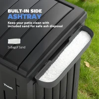 Outsunny 58 Gallon Double Outdoor Garbage Bin with Dual Lid, Plastic Outdoor Waste Trash Can with Ash Holder and Drip Trays(m-6)