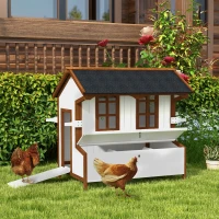 PawHut 47" Chicken Coop Wooden Chicken House Rabbit Hutch Raised Poultry Cage Portable Hen Pen Backyard(m-1)
