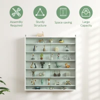 HOMCOM 7-Tier Display Cabinet, Shot Glass Display Case, Glass Curio Cabinet with 2 Glass Doors and 6 Adjustable Shelves, White(m-6)