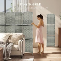 HOMCOM 6 FT Privacy Screen, 6 Panel Room Divider with Shelves for Living Room Bedroom Home Office, Grey(m-9)