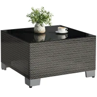 Outsunny 21.7" Square Patio Table, Small Outdoor Patio Coffee Side End Table with Tempered Glass Top, Black(m-11)