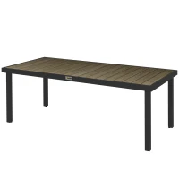 Outsunny Patio Dining Table for 8, Rectangular Aluminum Outdoor Table for Garden Lawn Backyard, Natural(m-2)
