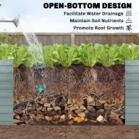 Outsunny Set of 2 Galvanised Raised Garden Bed, 6 x 3 x 2 ft Metal Garden Bed with Safe Edging, Silver(m-9)