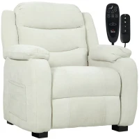 HOMCOM Massage Recliner Chair, Power Recliner with Quiet Brushless Motor, Remote, Pockets, 2 Memory Positions, Beige(m-2)