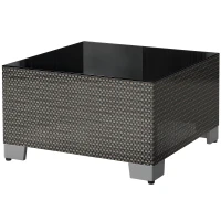 Outsunny 21.7" Square Patio Table, Small Outdoor Patio Coffee Side End Table with Tempered Glass Top, Black(m-2)