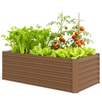 Outsunny 6' x 3' x 2' Raised Garden Bed, Galvanized Planter Box for Growing Flowers, Herbs and Vegetables, Brown(m-2)