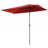 Outsunny 8ft Half Round Umbrella Outdoor Balcony Parasol Patio Garden Outdoor Window Sun Shade w/ 5 Ribs(m-11)