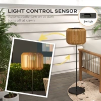 Outsunny Wicker Outdoor Floor Lamp, Cordless Solar Lantern with Auto On/Off LED Lights, IP44 for Patio, Porch, Pathway, Yellow(m-6)