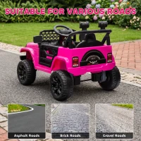 Qaba 12V Battery Powered Ride On Truck, Kids Electric Car with Spring Suspension, Remote, Horn, USB Music, Pink(m-6)