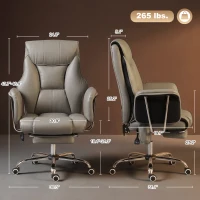 HOMCOM Massage Office Chair with 6 Points Vibration, Executive Desk Chair with High Back, PU Leather, Footrest, Gray(m-3)