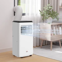 HOMCOM 8,000 BTU Moible Air Conditioner 345 Sq. Ft., Dehumidifier Fan Auto Sleep with 24H Timer On/Off, Window Kit, White(m-10)